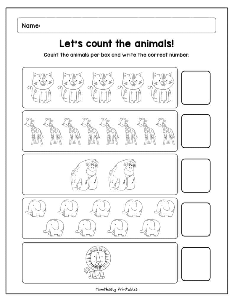 Printable: Count and Match Worksheets